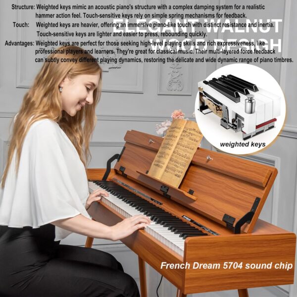 88 Key Weighted Digital Piano - Wooden Desk Electric Piano Transforms Between Desk and Vanity - Progressive Hammer-Action Keyboard, Perfect for Beginners with MIDI Functionality - For Sale - Price - Image 2