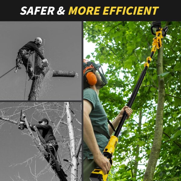 2-in-1 Cordless Pole Saw, 8 Inch Brushless Pole Chainsaws Compatibility with DEWALT 20V MAX Battery, 8 lb Lightweight, Auto Oiling, 14.8 FT MAX Extension Pole Saws for Tree Trimming - For Sale - Price - Image 7