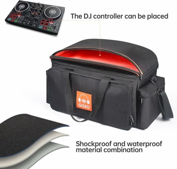 Orange Large DJ Cable File Bag - Gear Storage Organizer with Detachable Padded Bottom and Dividers, Travel Gig Bag for Cords, Sound Equipment, Musician Accessories - For Sale - Price - Image 5