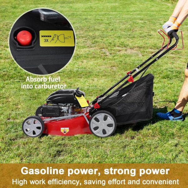 Self Propelled Gas Lawn Mower, 141cc Gas Engine Lawn Mower with 20 Inches Blade, Walk-Behind Lawn Mower, Cordless Lawn Mower Push Lawn Mower with 50L Grass Tank, Big Wheels, USA Fast Arrival - For Sale - Price - Image 4