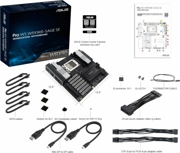 ASUS Pro WS WRX90E-SAGE SE EEB Workstation Motherboard, AMD Ryzen™ Threadripper™ PRO 7000 WX-Series, ECC R-DIMM DDR5, 32 Power-Stage,7xPCIe 5.0x16, PCIe 5.0 M.2, 10Gb & 2.5Gb LAN, Multi-GPU Support - For Sale - Price - Image 12