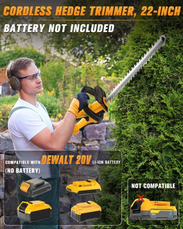 20V Cordless Leaf Blower and 22 Inch Hedge Trimmer Combo Compatible with DEWALT 20V MAX Battery (No Battery and Charger) - Image 6