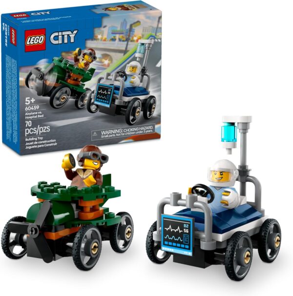 LEGO City Airplane vs. Hospital Bed Race Car Pack Toy - Building Toy for Kids, Boys and Girls, Ages 5+ - Gift for Birthdays and Holidays - Includes 2 Minifigures - 60459 - For Sale - Price