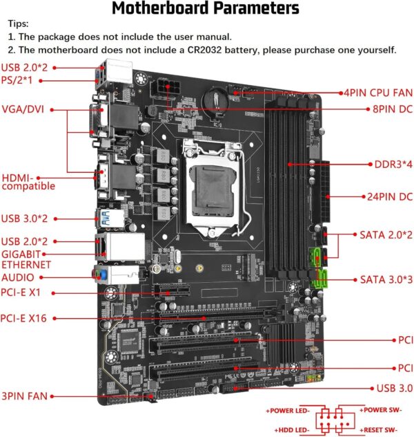 B85M PRO LGA 1150 Motherboard (Micro-ATX, DDR3, PCIe 3.0, NVME M.2, SATA 6Gb/s, VGA/DVI/HDMI-Compatible, Gigabit LAN) for Intel 4th Gen Core i7 i5 i3/Pentium/Celeron Series Processors - For Sale - Price - Image 6