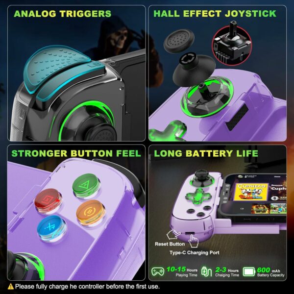 Phone Game Controller for iPhone/Android/PC/Switch, Play COD, Genshin,Support Streaming on PS5/Xbox/PC Console, Cloud Gaming Wireless Gamepad Joystick, Turbo/6-Axis Gyro/Dual Motor, Green Light,Purple - For Sale - Price - Image 6