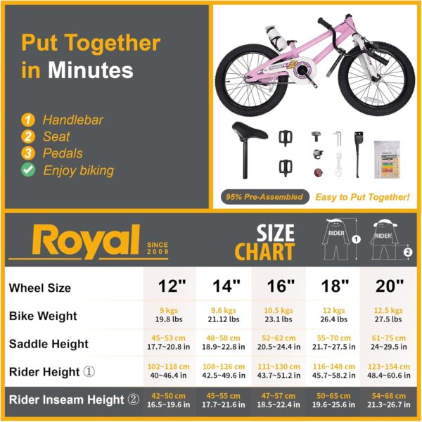 RoyalBaby EZ & Freestyle Kids Bike, Beginners Pedal Balance 2-in-1 Training Bicycle, Size 12-18 Inch for Toddlers to Big Kids - For Sale - Price - Image 3