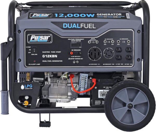 Pulsar G12KBN Heavy Duty Portable Dual Fuel Generator - 9500 Rated Watts & 12000 Peak Watts - Gas & LPG - Electric Start - Transfer Switch & RV Ready - CARB Compliant For Sale - Price - Image 2