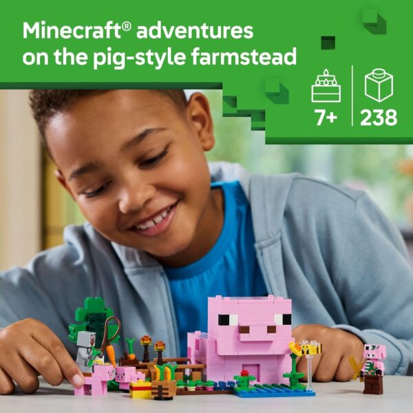 LEGO Minecraft The Baby Pig House Toy Figures and Playset - Building Minecraft Toy for Kids, Boys and Girls, Ages 7+ - with 2 Minifigures for Pretend Play - Gift Idea for Birthdays - 21268 - For Sale - Price - Image 2