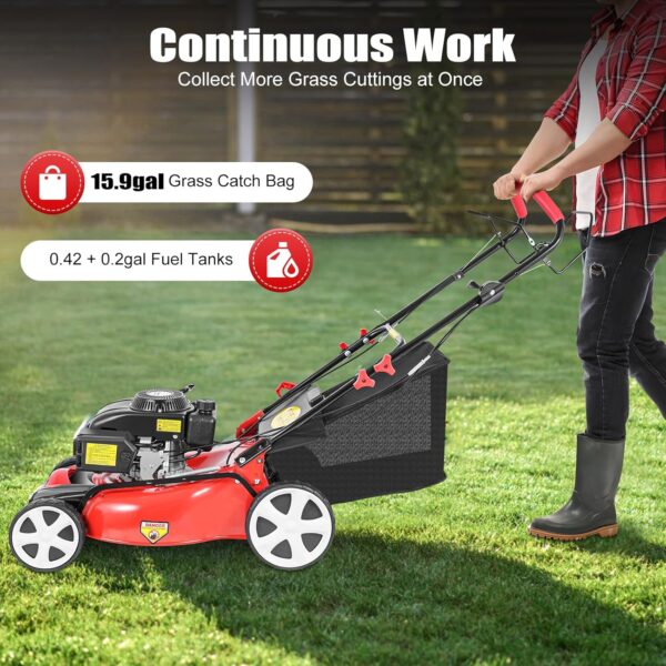 20Inch Self Propelled Gas Powered Lawn Mower, 140CC 4-Stroke Gas Push Self Propelled Lawn Mower 3-in-1 Lawn Mower with Grass Bag, 8 Gears Height Adjustable for Lawn Weeding - For Sale - Price - Image 6