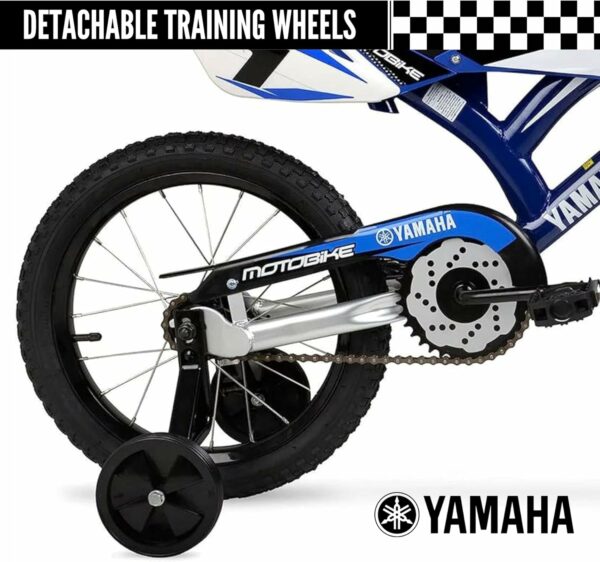 Yamaha 16 Inch Motocross Style Bike for Kids | Coaster Brake, Detachable Training Wheels | Safe Pedal Powered Bicycle for Toddlers Ages 4-8 | Great for Boys & Girls - For Sale - Price - Image 3