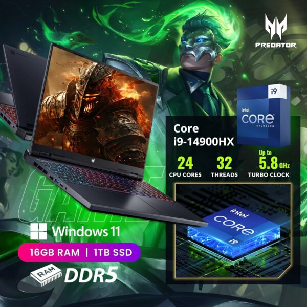 Acer Predator Helios Neo 16 Gaming Laptop, 16" 165Hz WUXGA Display, Core i9-14900HX(5.80 GHz), GeForce RTX 4060, RGB Backlit Keyboard, Copilot AI Laptop, Windows 11 Home,Black(16GB DDR5 RAM | 1TB SSD) - For Sale - Price - Image 3