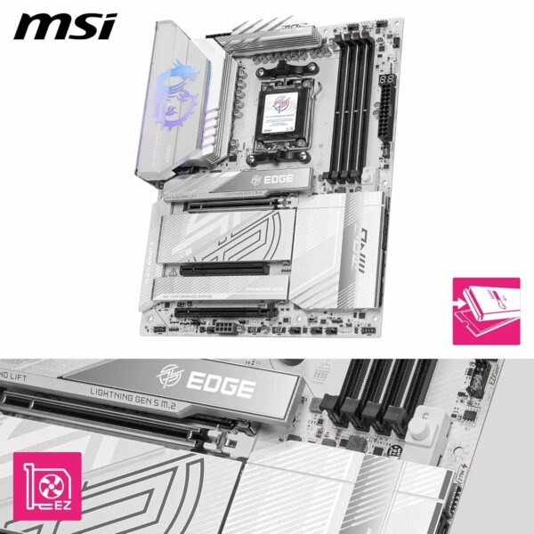 MSI MPG X870E Edge TI WiFi Motherboard, ATX - Supports AMD Ryzen 9000/8000 / 7000 Processors, AM5-80A SPS VRM, DDR5 Memory Boost 8400+MT/s (OC), PCIe 5.0 x16, M.2 Gen5, Wi-Fi 7, 5G LAN - For Sale - Price - Image 3