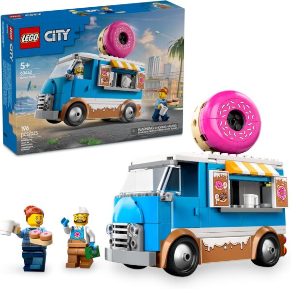 LEGO City Donut Truck Toy - Building Toy for Kids, Boys and Girls, Ages 5+ - Mobile Donut Stand with 2 Minifigures and Other Accessories - Fun Gift Idea for Birthdays and Holidays - 60452 - For Sale - Price