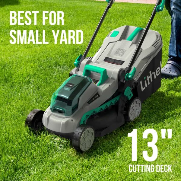 Litheli Cordless Lawn Mower 13 Inch, 5 Heights, 20V Electric Lawn Mowers for Garden, Yard and Farm, with Brushless Motor, 4.0Ah Battery & Charger Included - For Sale - Price - Image 3