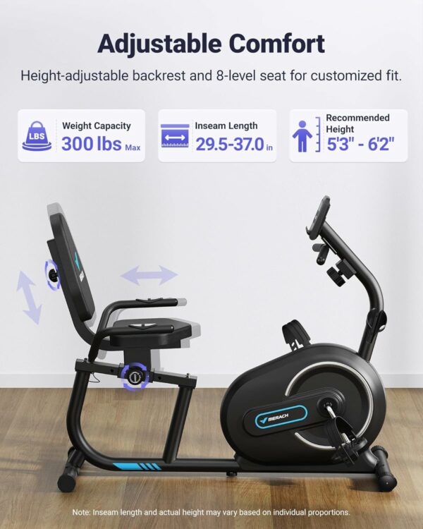 MERACH Recumbent Exercise Bike for Home with Smart Bluetooth and Exclusive App Connectivity, LCD, Heart Rate Handle, Magnetic Recumbent Bikes S08/S23 - For Sale - Price - Image 4