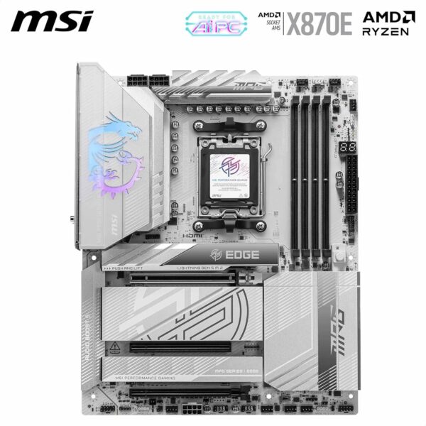 MSI MPG X870E Edge TI WiFi Motherboard, ATX - Supports AMD Ryzen 9000/8000 / 7000 Processors, AM5-80A SPS VRM, DDR5 Memory Boost 8400+MT/s (OC), PCIe 5.0 x16, M.2 Gen5, Wi-Fi 7, 5G LAN - For Sale - Price - Image 2