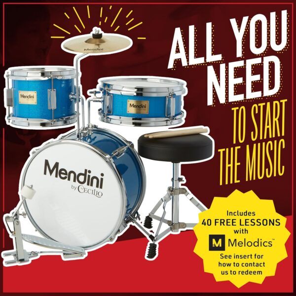 Mendini By Cecilio Kids Drum Set - Junior Kit w/ 4 Drums (Bass, Tom, Snare, Cymbal), Drumsticks, Drum Throne - Beginner Drum Sets & Musical Instruments - For Sale - Price - Image 2