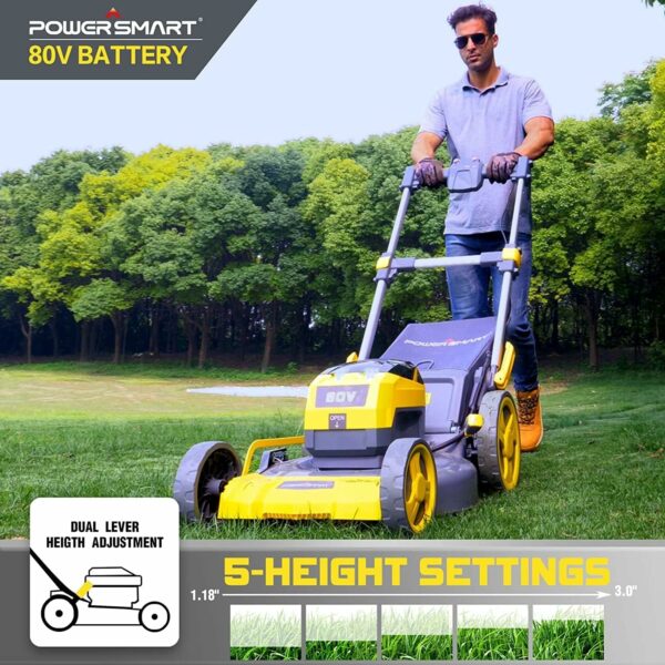 Walk-Behind Lawn Mowers 21 Inch Grass Cutter 3 in 1 Cordless Electric Lawn Mower with 5 Position Mowing Heights Adjustment with 6.0Ah Battery and Charger Less Noise Outdoor Power Push Lawnmower Tools - For Sale - Price - Image 2