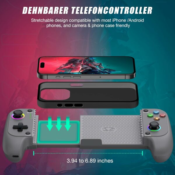 Phone Game Controller for iPhone and Android with RGB, Wireless Mobile Game Controller with Hall Joystick Support Xbox Game Pass, PlayStation, Steam Link, Call of Duty, Roblox & Minecraft ,iOS&Android Gaming Controller PlayStation Consoles - For Sale - Price - Image 8