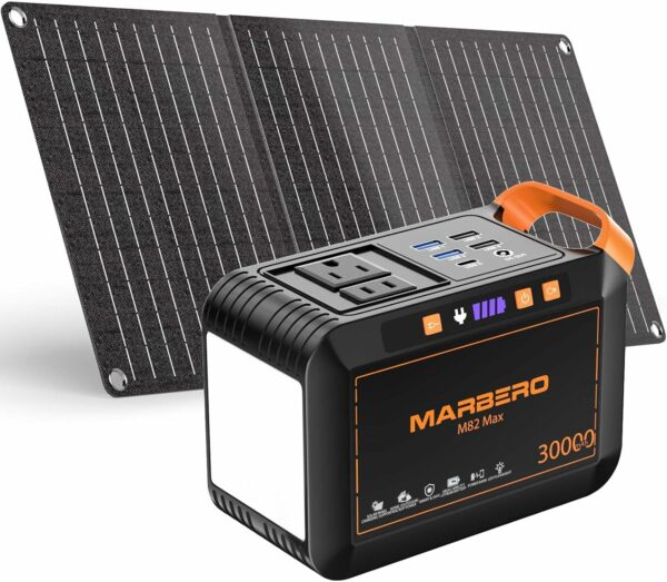 MARBERO Solar Generator 111Wh Portable Power Station with Solar Panel 30W Included Solar Power Bank with AC Outlet 120W Surge for Home Outages Camping Outdoor Adventure Emergency - For Sale - Price