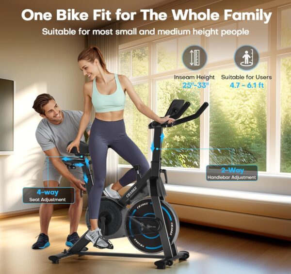 Exercise Bike, CHAOKE Quiet Magnetic Resistance 300LB Capacity Stationary Bike for Home with App Compatible, Indoor Bike with Comfortable Seat and Digital Display - For Sale - Price - Image 8