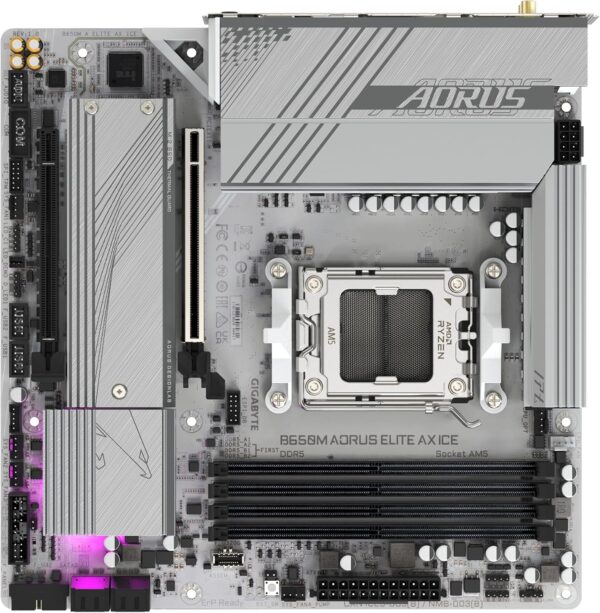 GIGABYTE B650M AORUS Elite AX ICE AM5 LGA 1718 AMD B650 M-ATX Motherboard with 5-Year Warranty, DDR5, 2* M.2, PCIe 5.0, USB 3.2 Gen2X2 Type-C, 2.5GbE LAN, Q-Flash Plus, EZ-Latch - For Sale - Price - Image 5