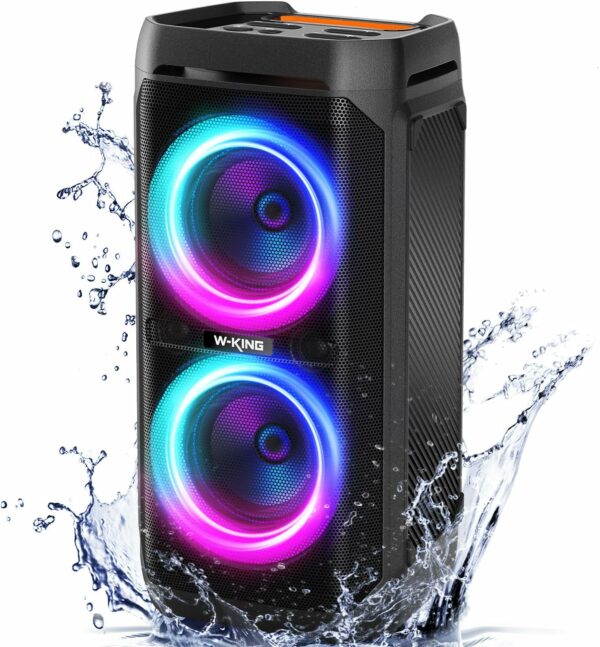 W-KING 220W Peak Large Bluetooth Speaker, 115dB Loud Deep Bass Wireless Boombox, IPX6 Waterproof, Portable Speaker Subwoofer, Stereo Pairing,24H, V5.3,Echo,RGB Lights,EQ,TF,USB,AUX for Outdoor, Party - For Sale - Price