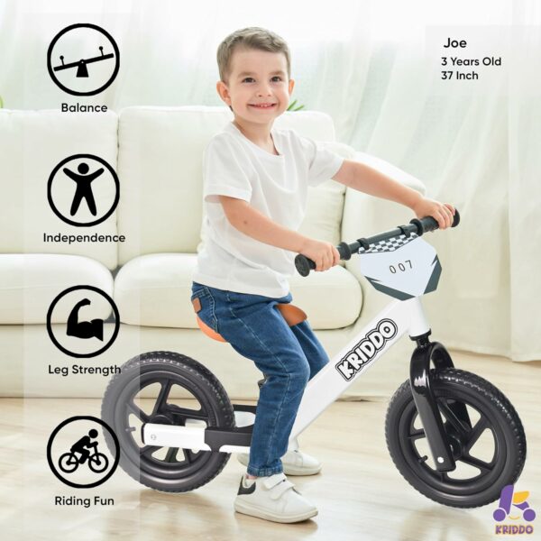 KRIDDO Toddler Balance Bike 2 Year Old, Age 24 Months to 5 Years Old, 12 Inch Push Bicycle with Customize Plate (3 Sets of Stickers Included), Steady Balancing, Gift Bike for 2-3 Boys Girls - For Sale - Price - Image 2