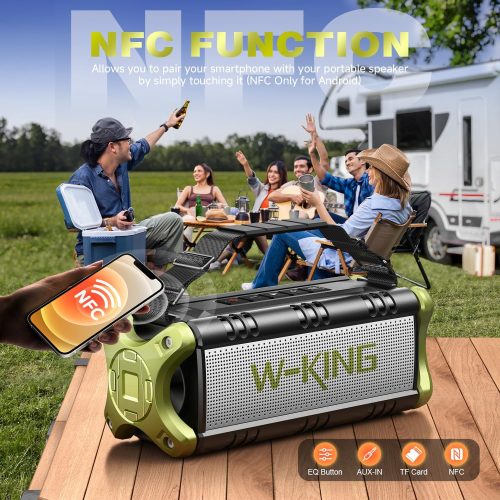 W-KING Bluetooth Speaker, 90W Peak 50W Portable Speakers Wireless, Deep Bass, Hi-Fi Loud Speaker, IPX6 Waterproof, 40H, EQ, Stereo Pairing,DSP, 4 Drivers,TF, AUX,NFC, for Outdoor, Camping,Party,Beach - For Sale - Price - Image 7