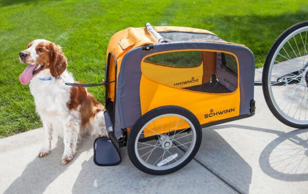 Schwinn Rascal Bike Dog Trailer, Carrier for Small and Large Pets, Easy Folding Cart Frame, Quick Release Wheel, Universal Bicycle Coupler, Washable Non-Slip Lining - For Sale - Price - Image 8