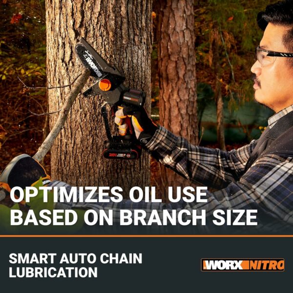 Worx Nitro 20V 5" Cordless Brushless Chainsaw 2.0 Ah Battery and Charger Included WG325 - For Sale - Price - Image 7