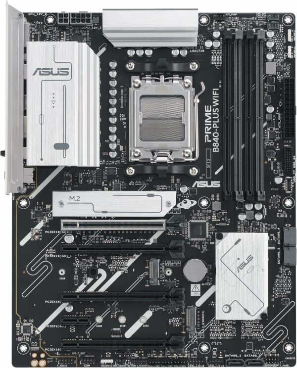 ASUS Prime B840-PLUS WiFi AMD AM5 B840 ATX Motherboard, Advanced AI Ready, DDR5, PCIe 4.0, 3X M.2, Wi-Fi 6E, 2.5Gb LAN, DisplayPort, HDMI™, USB 10Gbps Type-A & Type-C®, BIOS Flashback™, Aura Sync RGB - For Sale - Price - Image 7