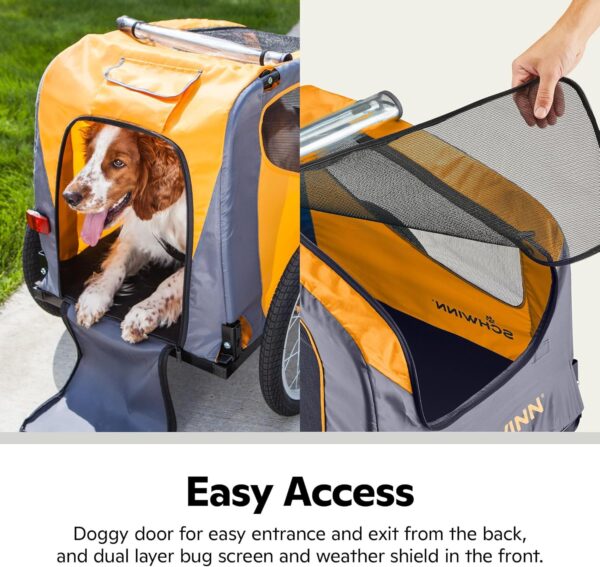 Schwinn Rascal Bike Dog Trailer, Carrier for Small and Large Pets, Easy Folding Cart Frame, Quick Release Wheel, Universal Bicycle Coupler, Washable Non-Slip Lining - For Sale - Price - Image 3