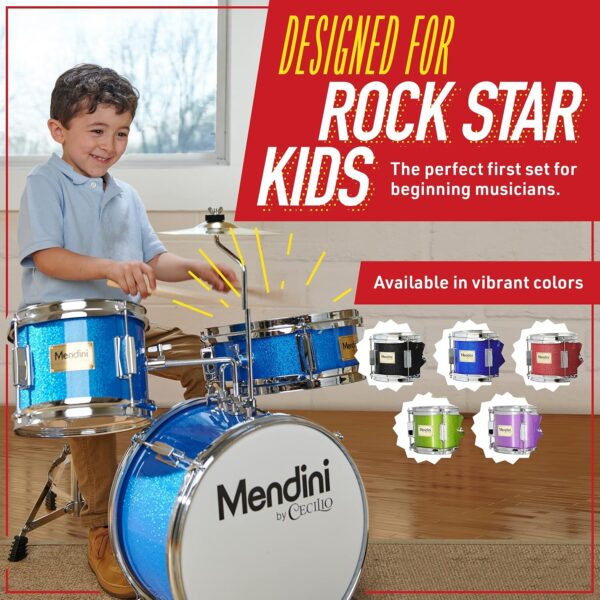 Mendini By Cecilio Kids Drum Set - Junior Kit w/ 4 Drums (Bass, Tom, Snare, Cymbal), Drumsticks, Drum Throne - Beginner Drum Sets & Musical Instruments - For Sale - Price - Image 3