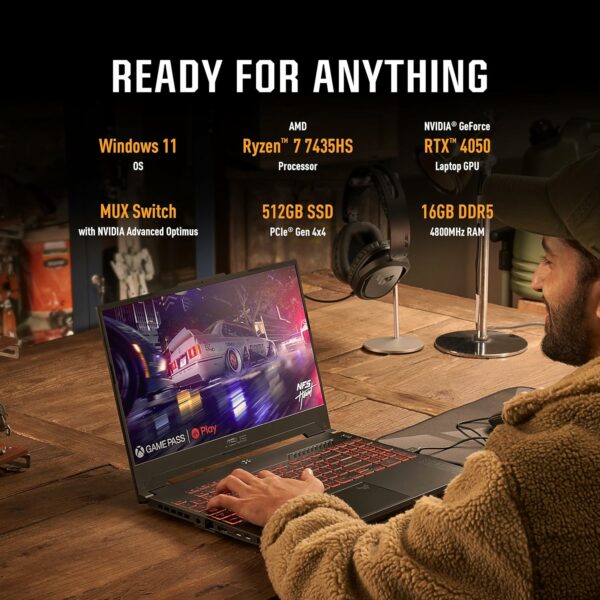 ASUS TUF Gaming A15 Gaming Laptop, 15.6” FHD 144Hz, 100% sRGB Display, GeForce RTX 4050, AMD Ryzen 7 7435HS, 16GB DDR5, 512GB PCIe SSD, Wi-Fi 6, Windows 11, FA507NUR-AS73 - For Sale - Price - Image 4