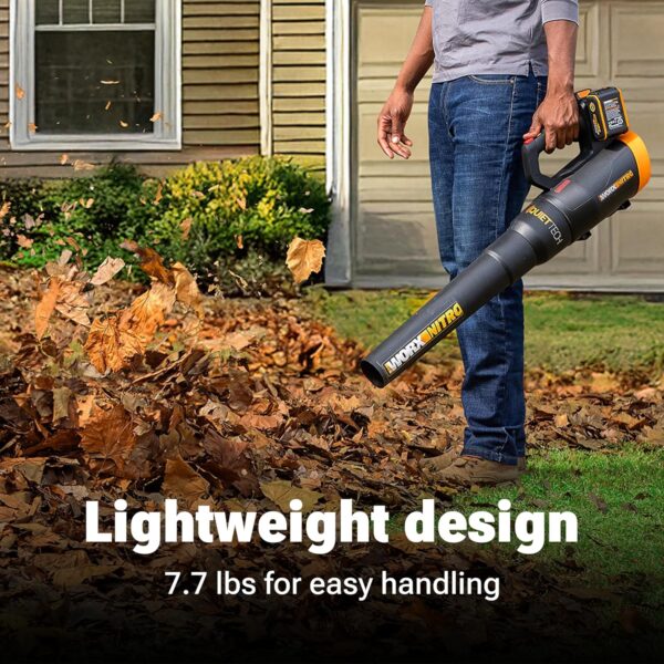 WORX Nitro 40V Cordless Leaf Blower, Quiet Electric Leaf Blower Cordless with Battery and Charger for Lawn Care Up to 180 MPH & 530 CFM, PowerShare, WG581.1 - Image 6