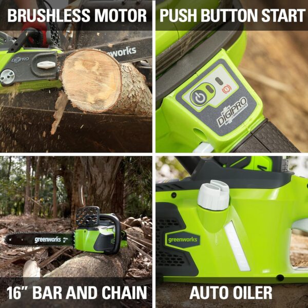 Greenworks 40V 16" Brushless Cordless Chainsaw, 4.0Ah Battery and Charger Included - For Sale - Price - Image 4