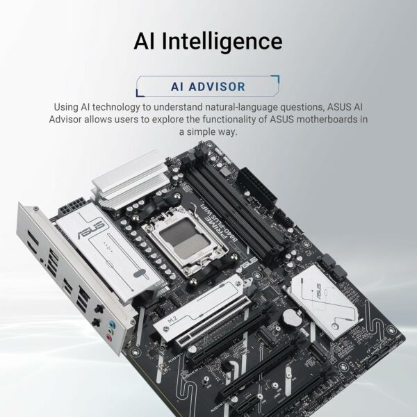 ASUS Prime B840-PLUS WiFi AMD AM5 B840 ATX Motherboard, Advanced AI Ready, DDR5, PCIe 4.0, 3X M.2, Wi-Fi 6E, 2.5Gb LAN, DisplayPort, HDMI™, USB 10Gbps Type-A & Type-C®, BIOS Flashback™, Aura Sync RGB - For Sale - Price - Image 2