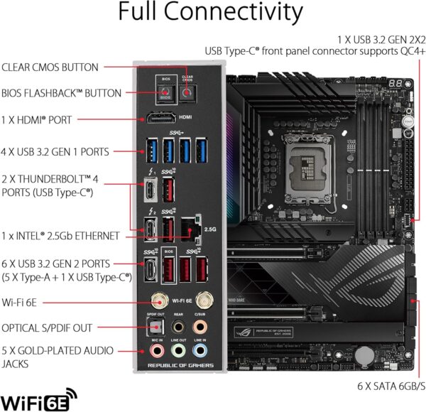 ASUS ROG Maximus Z790 Hero WiFi6E LGA 1700(Intel 14th,13th&12th Gen) ATX gaming motherboard(PCIe 5.0,DDR5,20+1power stages,2.5Gb LAN, Bluetooth V5.2,2x Thunderbolt 4 ports,5xM.2, Thunderbolt 4/USB4 ) - For Sale - Price - Image 4