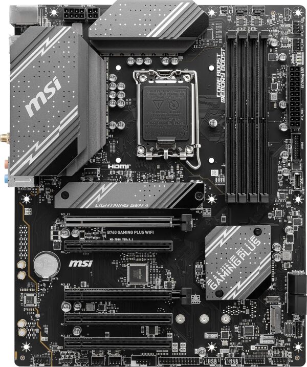 MSI B760 Gaming Plus WiFi Gaming Motherboard (Supports 12th/13th/14th Gen Intel Processors, LGA 1700, DDR5, PCIe 4.0, M.2, 2.5Gbps LAN, USB 3.2 Gen2, HDMI/DP, Wi-Fi 6E, Bluetooth 5.3, ATX) - For Sale - Price - Image 2