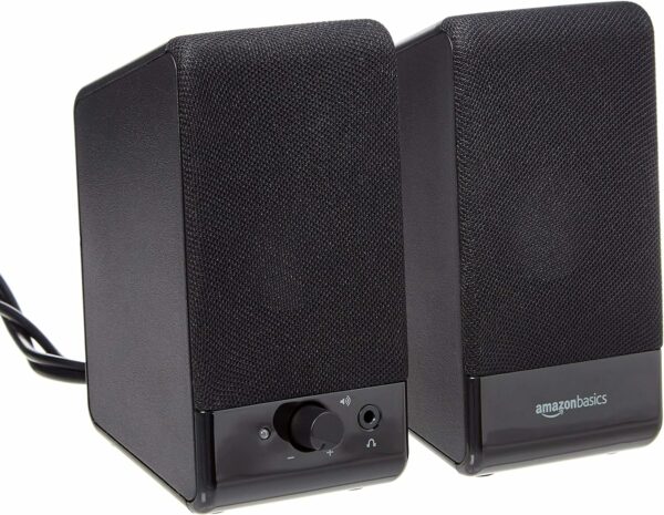 Amazon Basics USB-Powered Computer Speakers for Desktop or Laptop PC with Volume Control, Plug-N-Play, Black - For Sale - Price