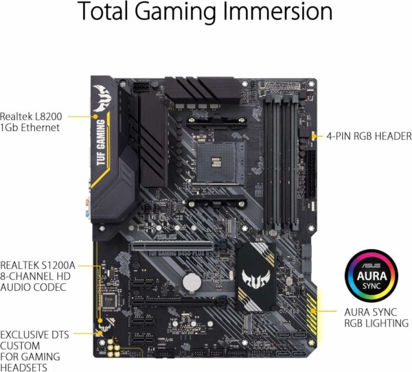 ASUS TUF Gaming B450-PLUS II AMD AM4 Ryzen 5000 ATX Motherboard With DDR4 4400(O.C.), HDMI 2.0b, USB 3.2 Gen 2 Type-C, BIOS Flashback, AI Noise Cancelling Mic - For Sale - Price - Image 2