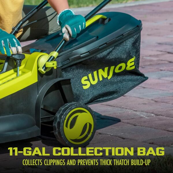 Sun Joe 24V-X2-17LM 48-Volt 17-Inch Mulching Walk-Behind Lawn Mower w/11-Gallon Grass Catcher & 6-Position Height Adjustment, Included, Cordless, Kit (w/ 2x 4.0-Ah Battery and Charger) - For Sale - Price - Image 6