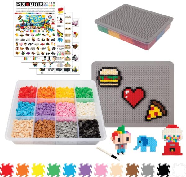 Pix Brix Pixel Art Puzzle Bricks – 3,000 Piece Pixel Art Container, 12 Color Medium Palette – Interlocking Building Bricks, Create 2D and 3D Builds Without Water or Glue – Stem Toys, Ages 6 Plus - For Sale - Price - Image 8