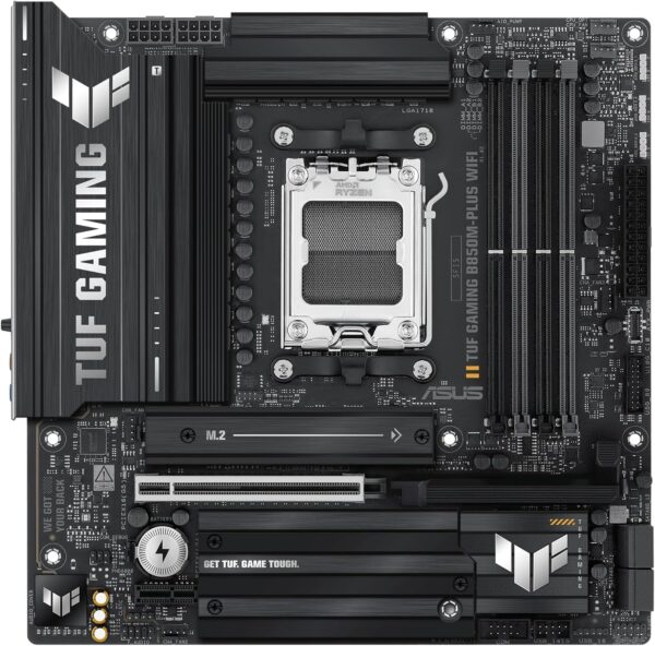 ASUS TUF Gaming B850M-PLUS WiFi AMD AM5 B850 mATX Motherboard, 14+2+1 80A DrMOS Stages, DDR5, PCIe 5.0, 3X M.2, Wi-Fi 6E, 2.5Gb LAN, DP, HDMI™, USB 10Gbps & 20Gbps Type-C®, BIOS Flashback™, Aura Sync - For Sale - Price - Image 8