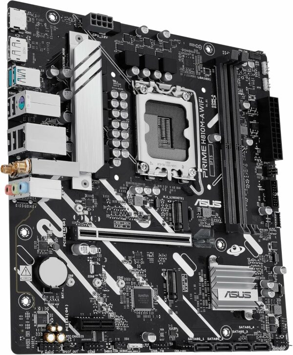 ASUS Prime H810M-A WiFi-CSM Intel® H810 LGA 1851 mATX Motherboard, 6+1+1+1 Discrete MOS, DDR5, PCIe 4.0, 2X M.2, Intel® 1Gb Ethernet, Wi-Fi 6, DisplayPort, HDMI™, USB 10Gbps, Front USB 5Gbps Type-C® - For Sale - Price - Image 3