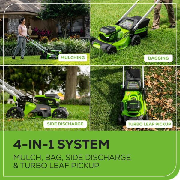 Greenworks 60V 21” Cordless (Self-Propelled) Lawn Mower (LED Lights + Aluminum Handles), 2 x 4.0Ah Batteries and Dual Port Rapid Charger - For Sale - Price - Image 10