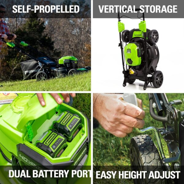 Greenworks 40V 21" Brushless Cordless (Self-Propelled) Lawn Mower (75+ Compatible Tools), 5.0Ah Battery and Charger Included - For Sale - Price - Image 4