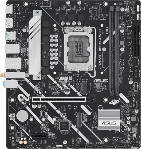 ASUS Prime H810M-A WiFi-CSM Intel® H810 LGA 1851 mATX Motherboard, 6+1+1+1 Discrete MOS, DDR5, PCIe 4.0, 2X M.2, Intel® 1Gb Ethernet, Wi-Fi 6, DisplayPort, HDMI™, USB 10Gbps, Front USB 5Gbps Type-C® - For Sale - Price - Image 4