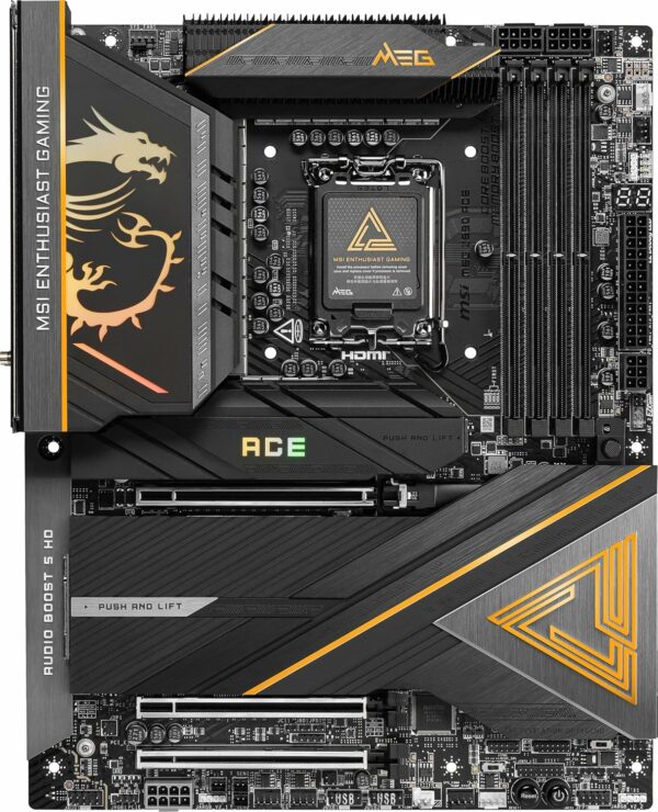 MSI MEG Z890 ACE Gaming Motherboard (Support Core Ultra Series 2 Intel Processors, LGA 1851, DDR5, PCIe 5.0, M.2, SATA, 10Gbps LAN, USB Type-C, Wi-Fi 7, Bluetooth 5.4, Thunderbolt 4, ATX) - For Sale - Price - Image 2